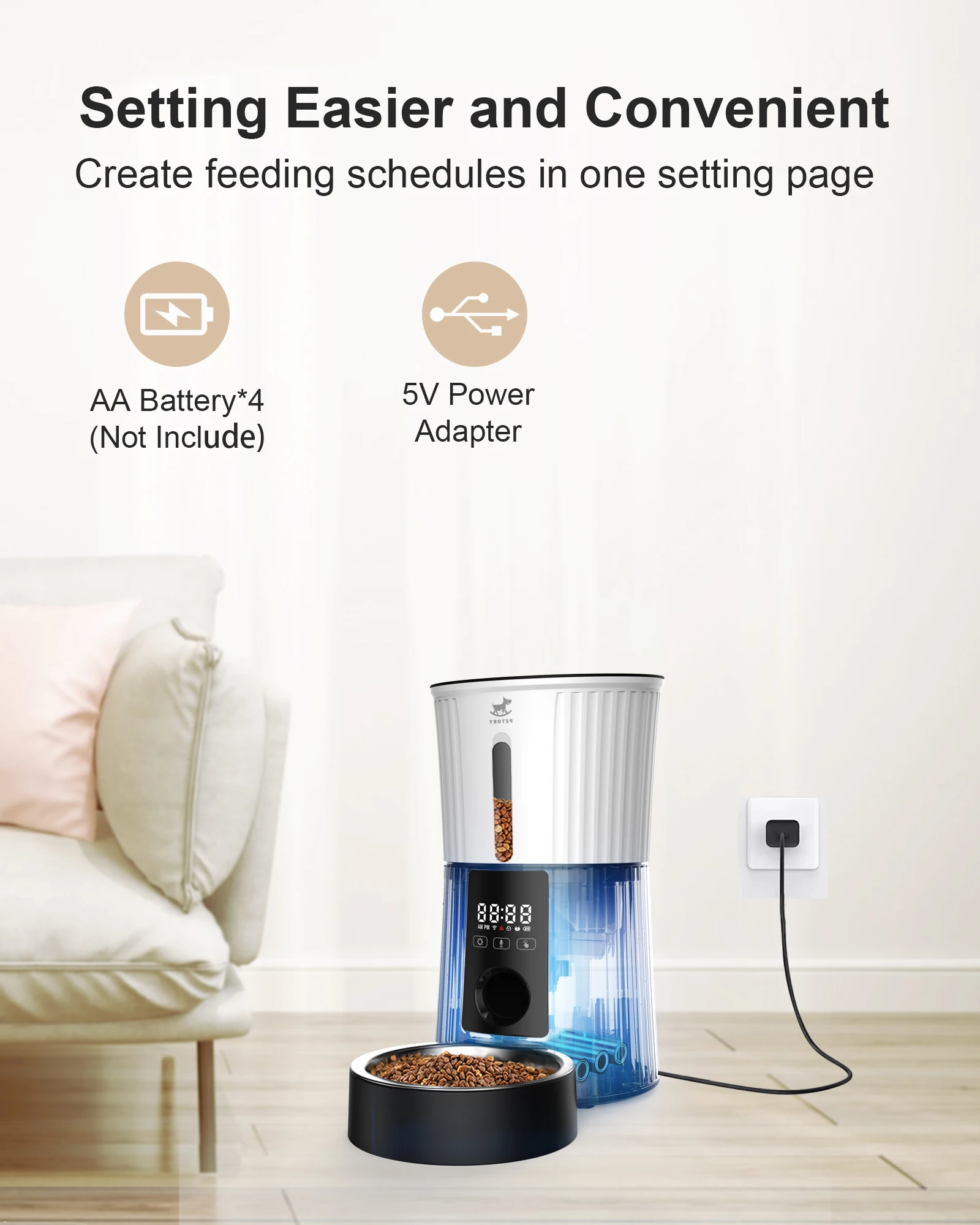 Automatic Portable Food Dispenser Microchip Capacity Black Automatische