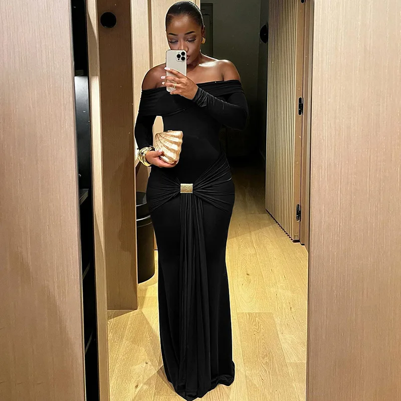 New Fashion Fall Winter Elegant Party Dress Women Lady Long Sleeve Off the Shoulder Bodycon Sexy Casual Long Maxi Club Dresses New Fashion Fall Winter Elegant Party Dress Women Lady Long Sleeve Off the Shoulder Bodycon Sexy Casual Long Maxi Club Dresses