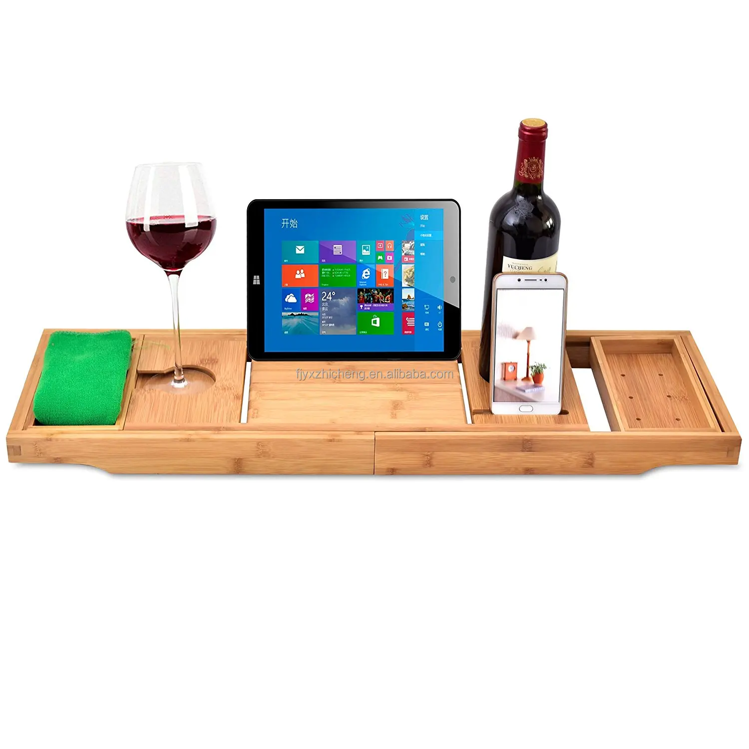 product unique house warming gifts bamboo luxury bathtub tray caddy expandable bath tray-1