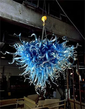 Diy chihuly style blue color mouth blown murano glass chandelier