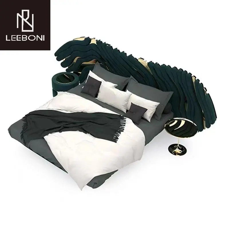 Latest Design Other Bed Custom Made Villa Master Room Super king Bed Royal Nubuck Luxury king Bed Bedroom Sets