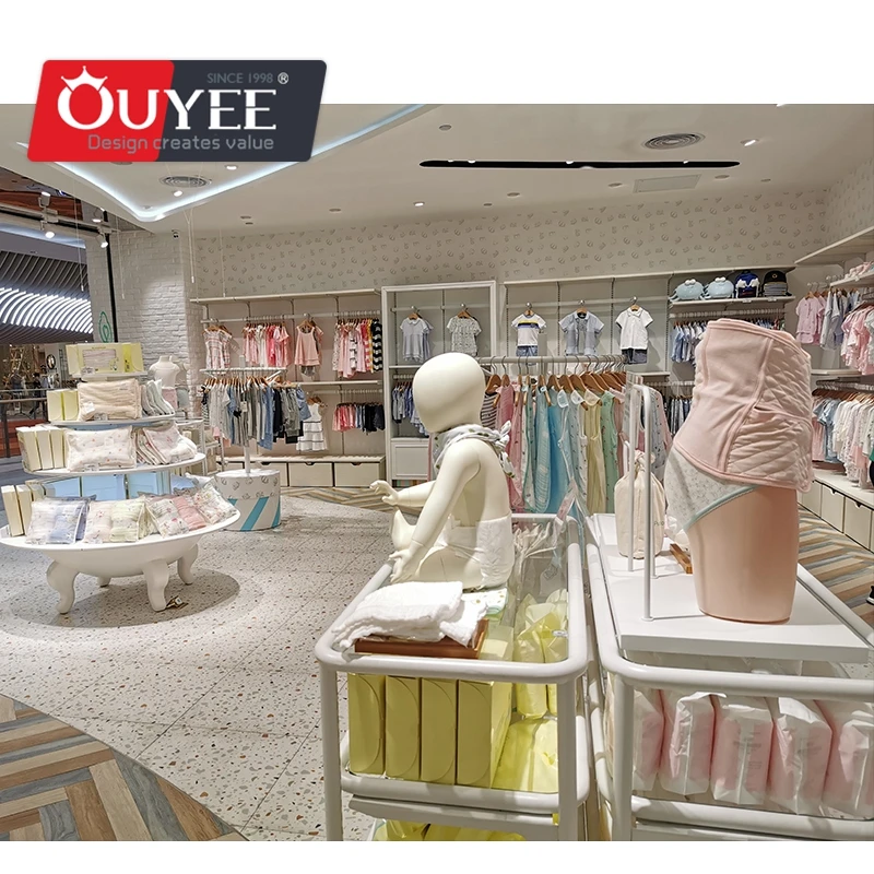 Exhibidor de tienda de ropa para niños, estantes de exhibición