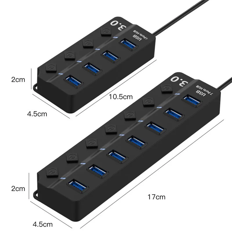 Акция 4 порта 7 портов USB2.0 3 0 разветвитель для компьютера usb-разветвитель адаптер с