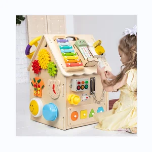 Montessori Busy Board House Multifunction Wooden Toys for Children 2 to 4 Years Age Range
