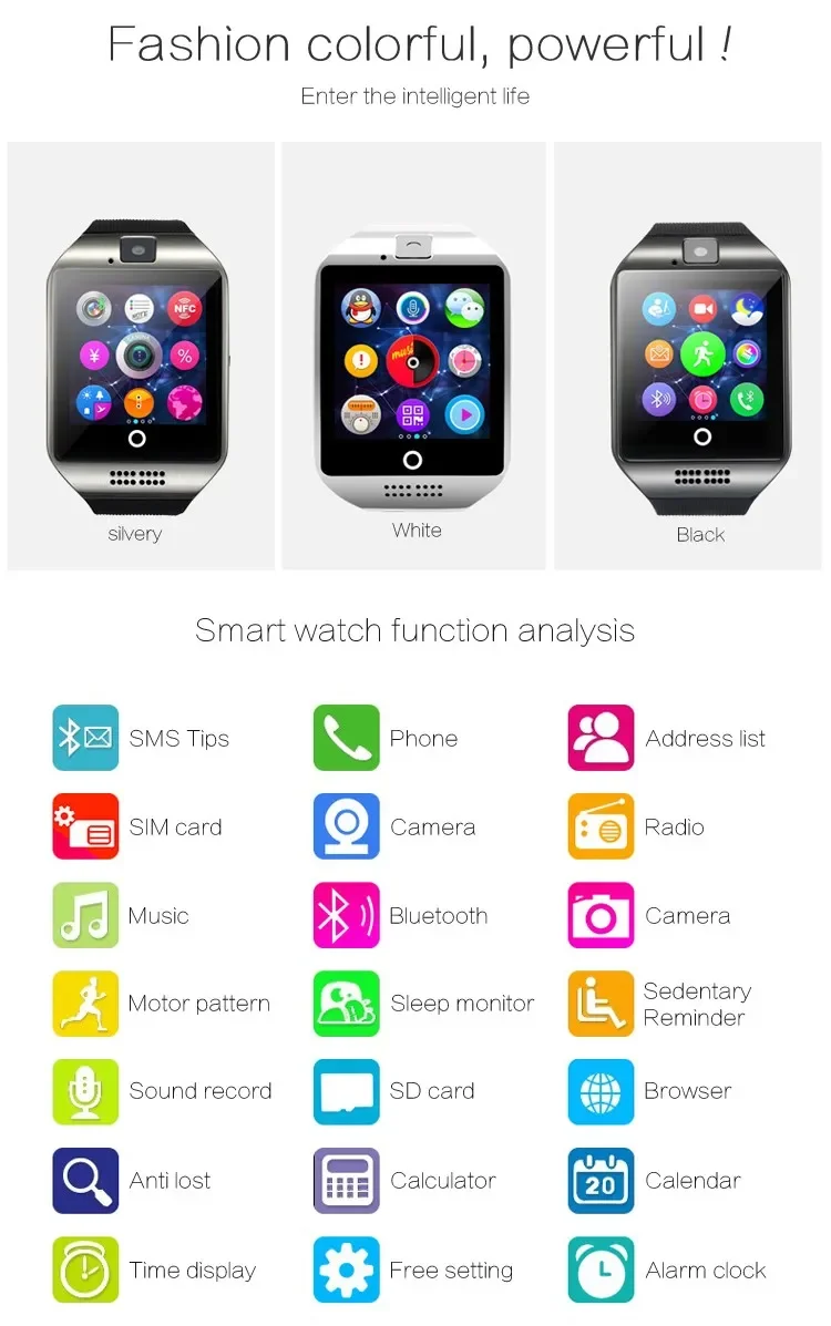Wireless Ladies Smart Watch Fitness Tracker Q18 Android Smart Watch