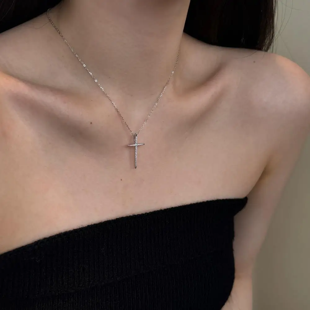 KAKODIY small zircon women's necklace jewelry 925 sterling silver 18K gold plated religious cross pendant necklace detail 5