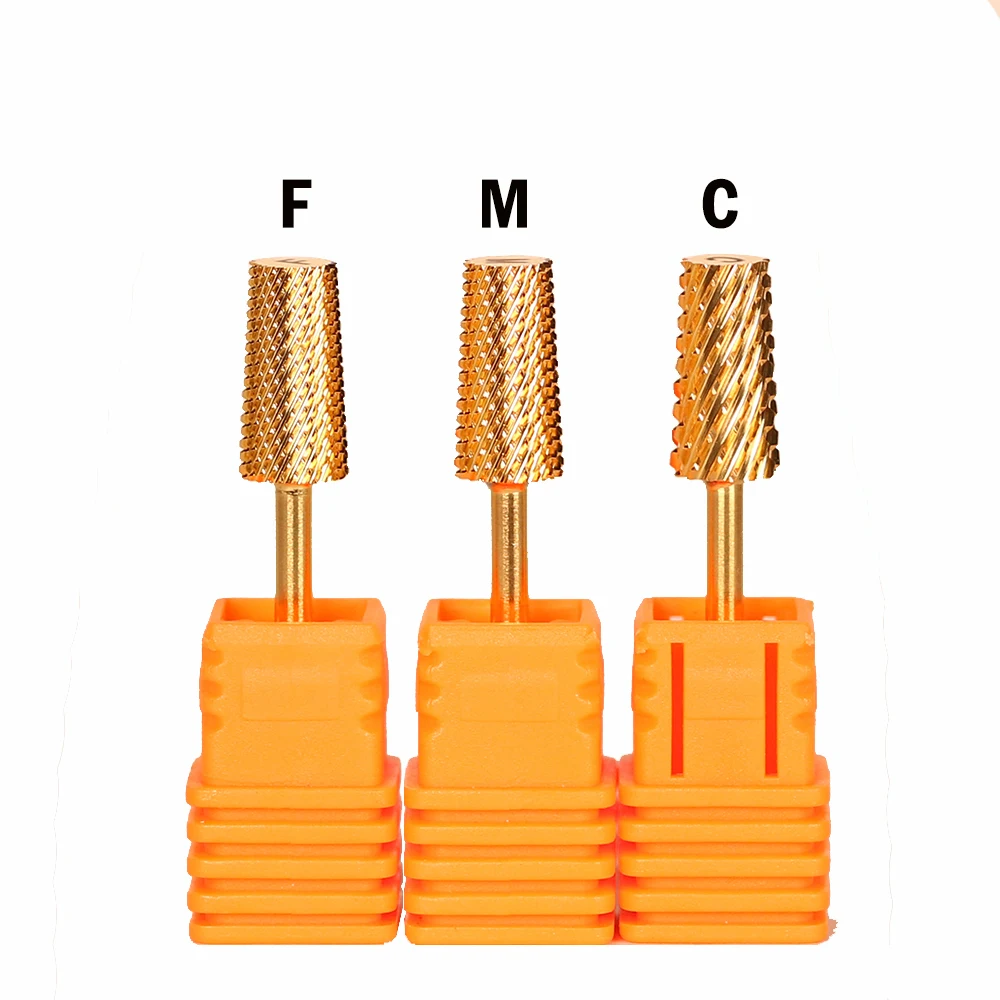 Beauticom Gold Carbide Nail Bit – 3/32" Shank, Large Head For Electric Drills, Professional Manicure Tool