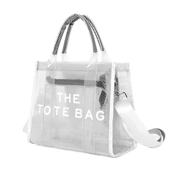 Wholesale handbag Eco Friendly handbag clear transparent pvc bags gift and promotional with handle and button