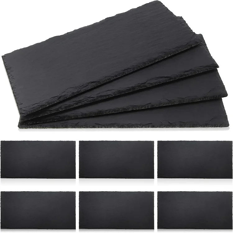 Natural Black Square Stone Slate Dishes Coaster Solid Sushi Steak ...