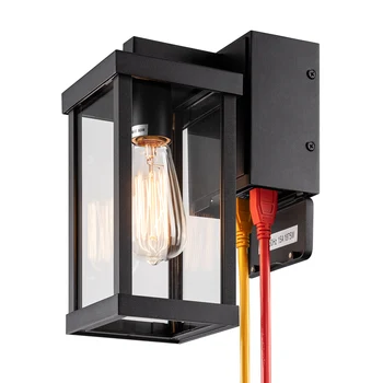 ETL listed 11" Classic Outdoor Wall Sconce with Built-in GFCI Outlet Rectangular Waterproof Porch Light Patio Light