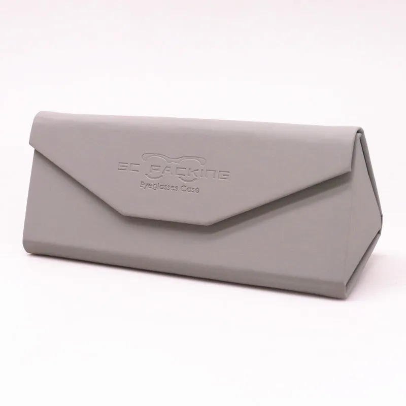 Folding Frosted Triangle Glasses Box Handmade Waterproof Pu Leather Sunglasses Box High-grade Folding Storage case Iron Sheets