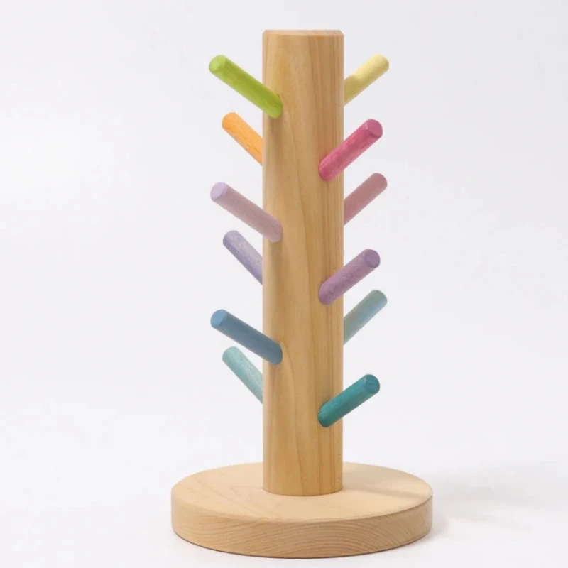 Custom Montessori Toys Color Sorting Stacking Ring Rainbow Dowels Rings ...