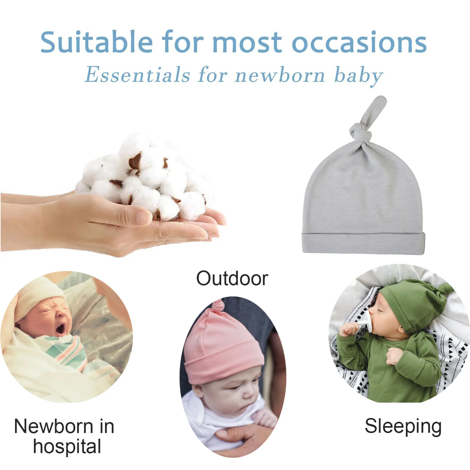3 шт./упаковка, мягкие хлопковые шапки-бини для новорожденных 0-3 месяцев