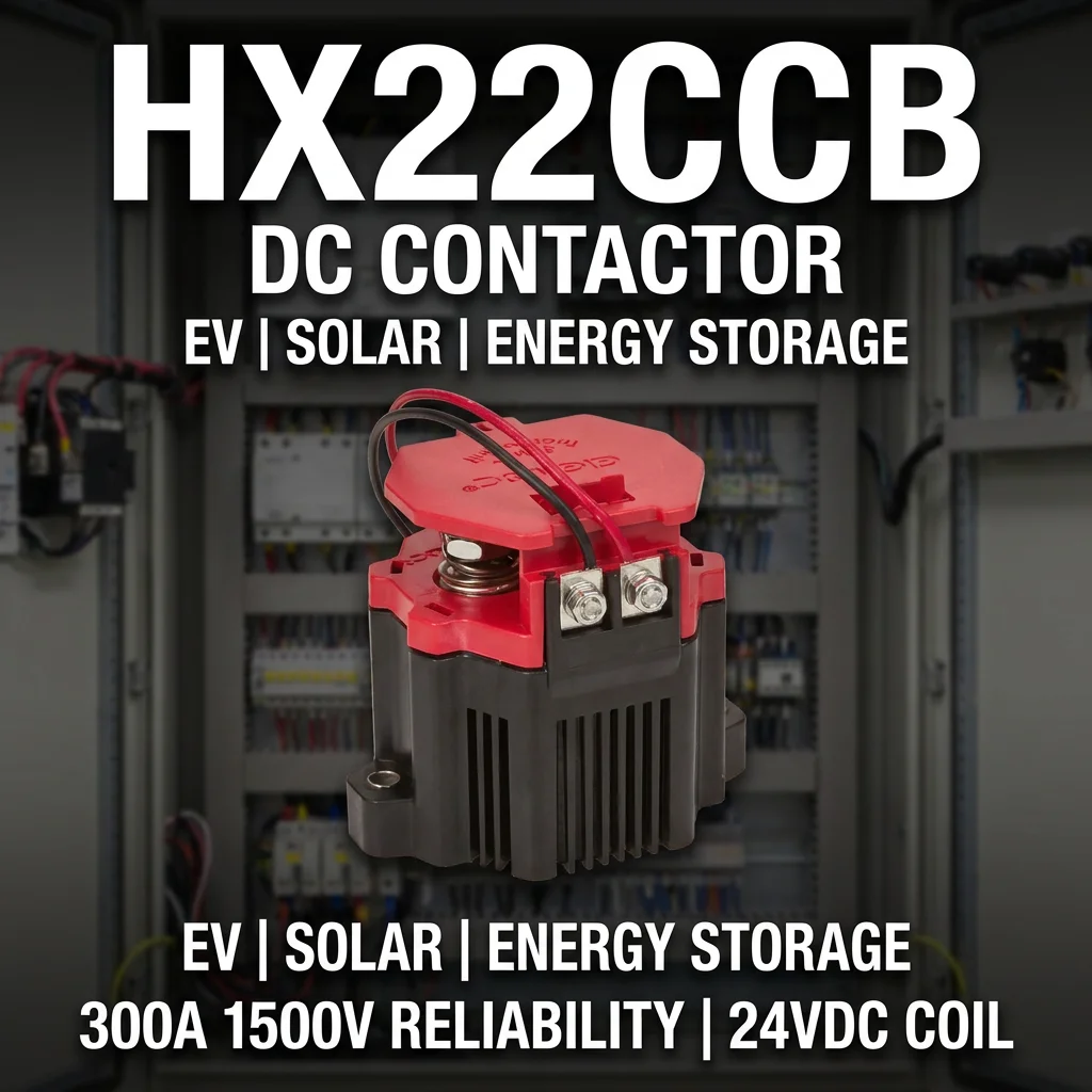 HX22CCB สำหรับเซนโซร์-กิกาแวก คอนแทคเตอร์แบบปิดผนึกคุณภาพสูง กระแสไฟฟ้า 300A, แรงดันไฟฟ้า 1500V, ขดลวด 24V แบบกระแสตรง (DC) พร้อมขั้วเสริม (Aux) สำหรับยานยนต์ไฟฟ้า (EV) และระบบจัดเก็บพลังงานแสงอาทิตย์ (Solar ESS) ขายส่ง