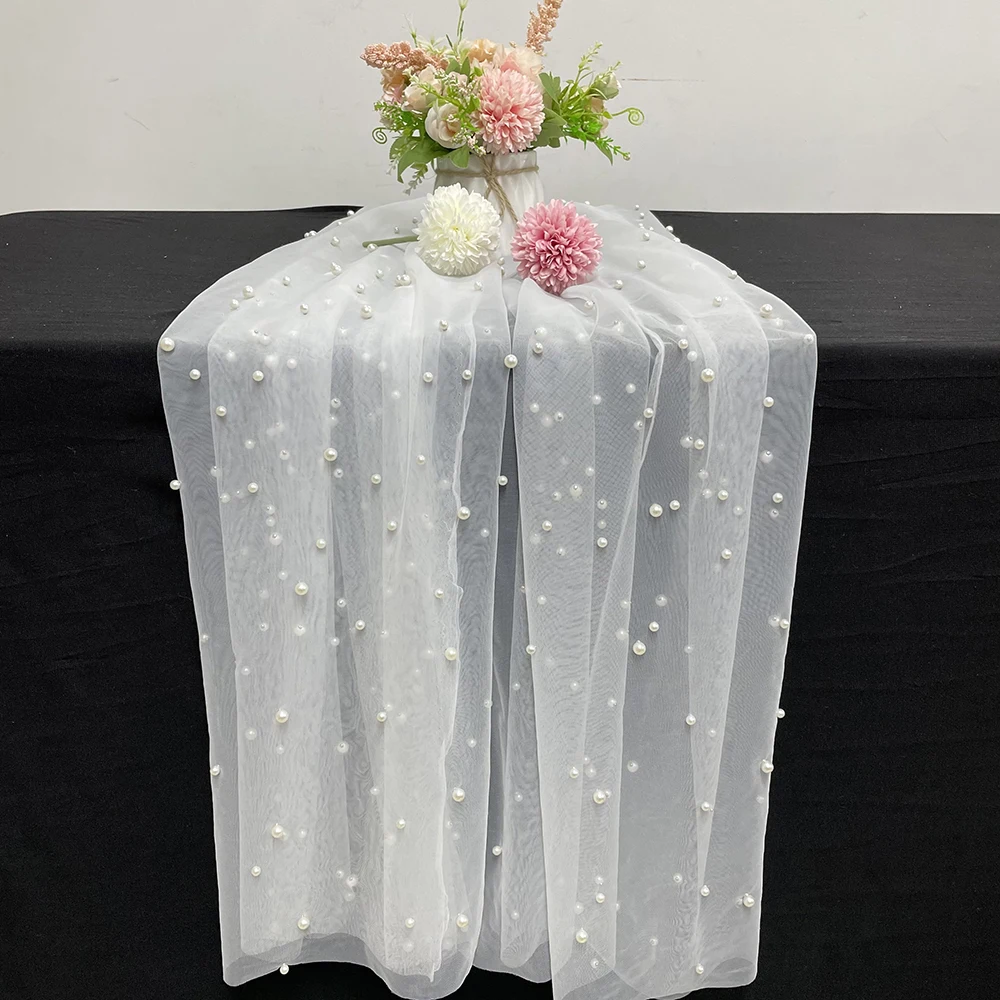 luchuan white beaded table runner wedding
