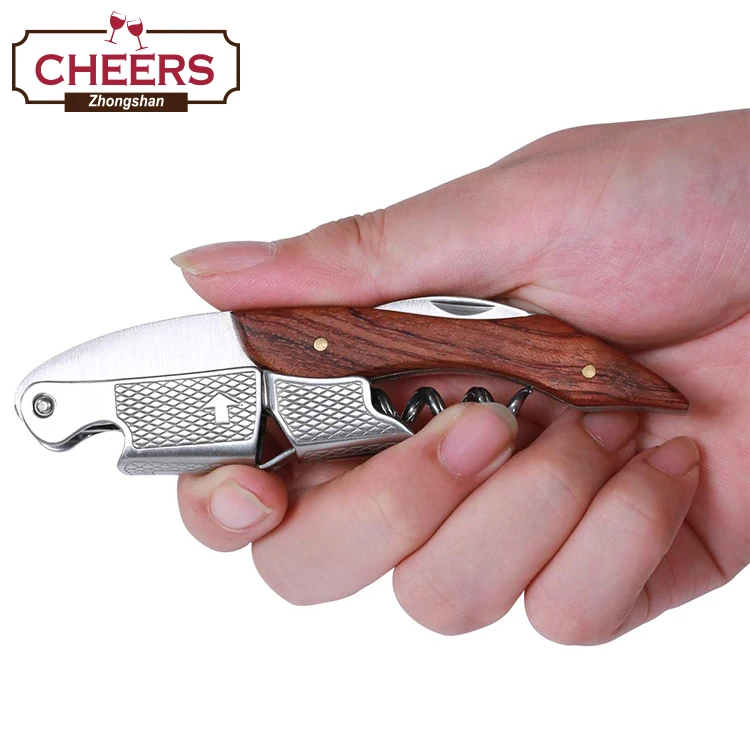 HG0100 Best Bar Wine Accessories and Gifts Premium Rosewood & Stainless Steel Professional All-in-one Waiters Friend Wine Bottle Corkscrew Opener