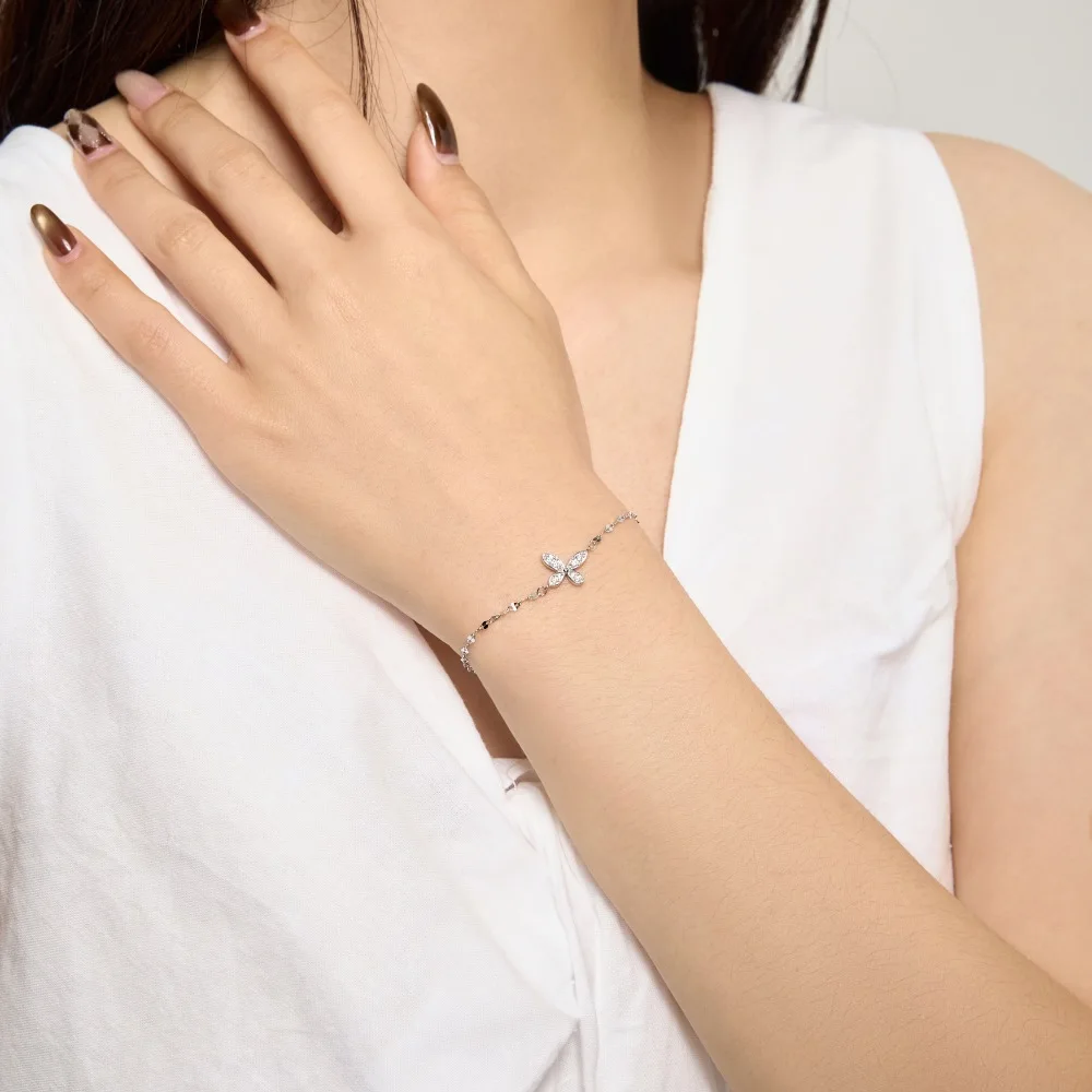 KAKODIY Elegance Exquisite Fashion 18K Gold Rhodium Plated 925 Sterling Silver Lip Chain 5A Cubic Zirconia Butterfly Pendant Bracelet Women detail 6