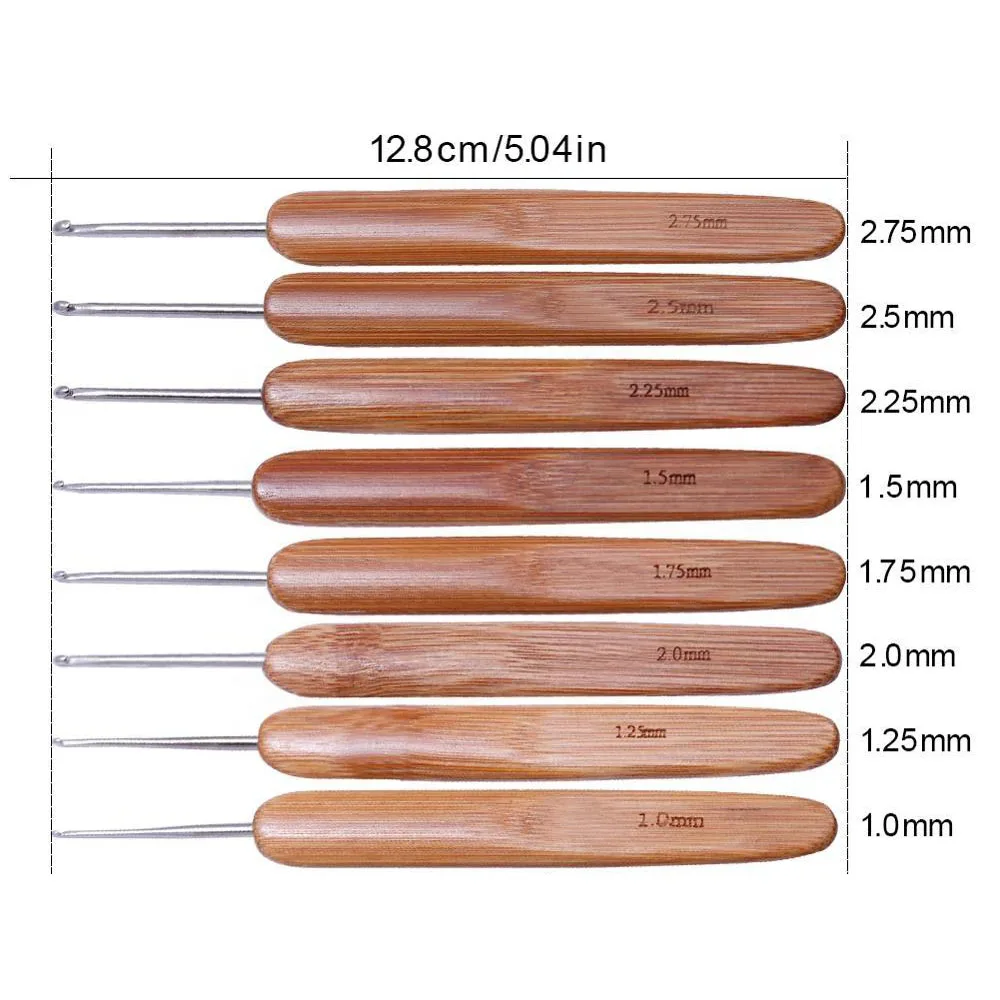 20pcs/set Knitting Needles Handle Bamboo Crochet Hooks Knitting Needles