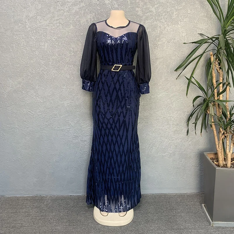 Fashion Red Turkish Sequin Dresses Mature Turkish Maxi Dresses Women Lady  Elegant Turkey Evening Dresses