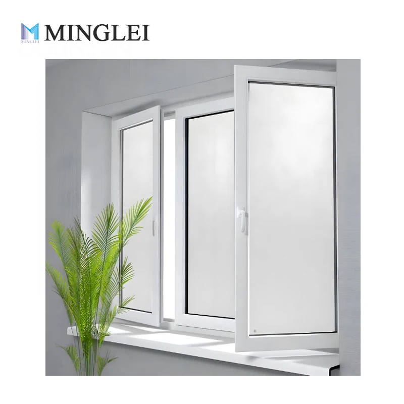 Minglei European Style Energy Efficient Casement Windows Aluminum Frost Glass Opaque Tilt And Turn Windows