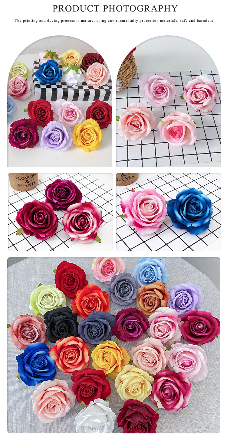 Jad Real Touch Artificial Flower Head Artificial Velvet Rose Head 10 Cm
