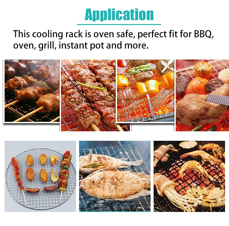 Anping BBQ Barbecue Net with Legs 304 Stainless Steel Wire Grill Cross Steaming Cooling Barbecue Rack (12")