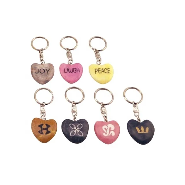 Wholesale 30mm Natural Marble Stone Heart Keychain Custom Engraving and Printing Design The Cheapest Gifts