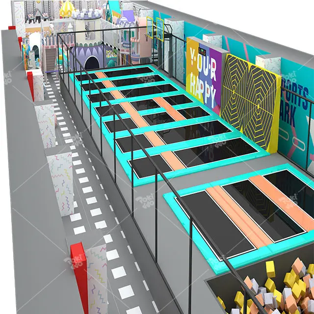Pokiddo Custom Design  800 Sqm  Kids and  Adults Commercial Trampoline Park Trampoline Soft Playground Slide