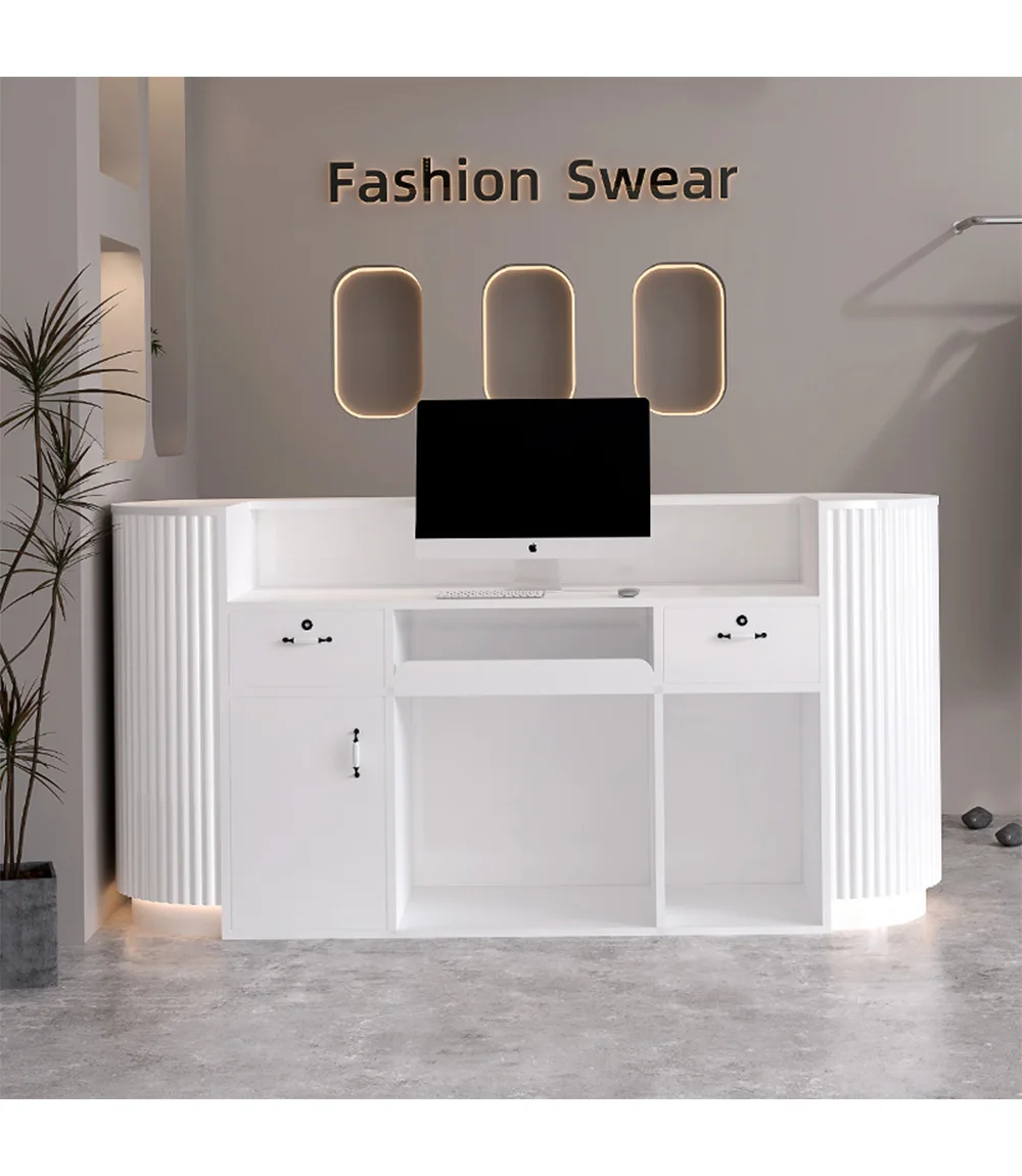 Modern Reception Desk Beauty Salon With Cashier Counter Cheap White