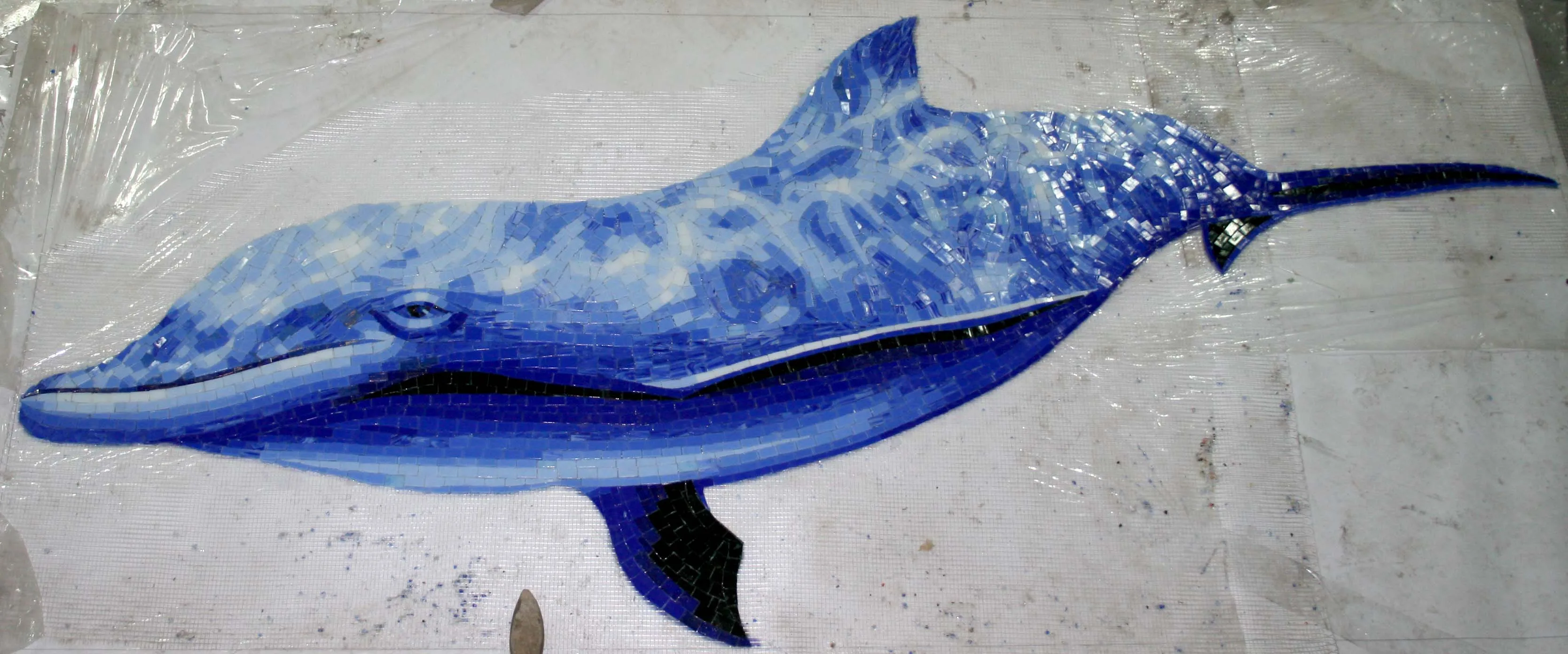 Mosaïque de marbre de poisson | Vie marine et nautique | Mozaïco