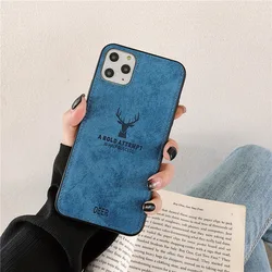 Тканевый бампер из искусственной кожи с рисунком оленя для iPhone 12 Pro Max 11 6 7 8 Plus XS