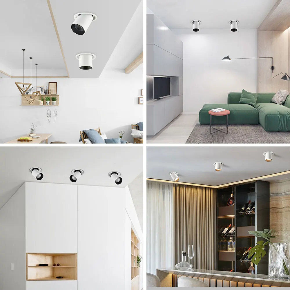 Recessed 220V 230V LED Ceiling Downlight 360 Degree Rotating Spot Lamp Gallery Home