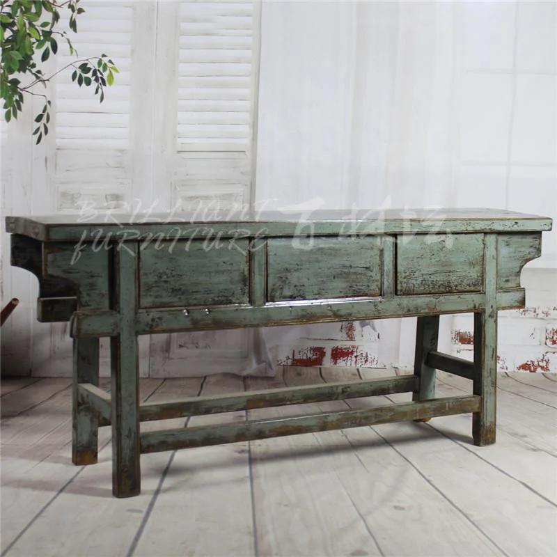 Entryway Classic Country Style Alter Table Vintage Antique Reproduction Distressed Reclaimed Wood Console Table