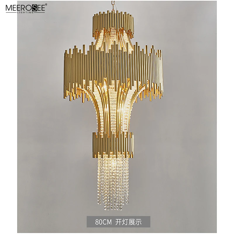 Meerosee Crystal Lamp in Grand Luxury Hotel Hall Lobby Chandelier Modern Uplight Glass Chandelier Lamp MD86802