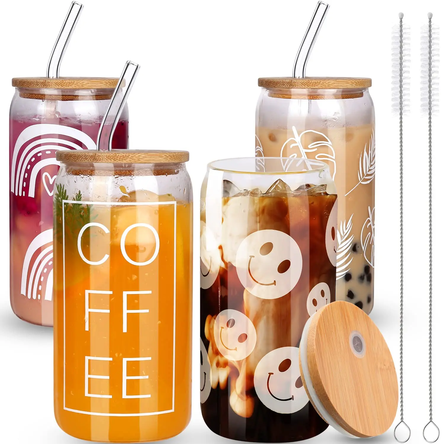 20 Oz Beer Can Glass with Bamboo Lid & Straw Regular Mouth Can Shaped Clear  Drinking Glass Soda Coke Cans Tumbler Beer Glass Jar - China Glass Cup and  Coffee Wine Clear