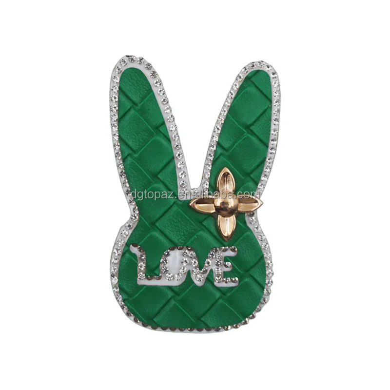 wholesale garment accessories rhinestone bear heat transfer patch leather iron on patches