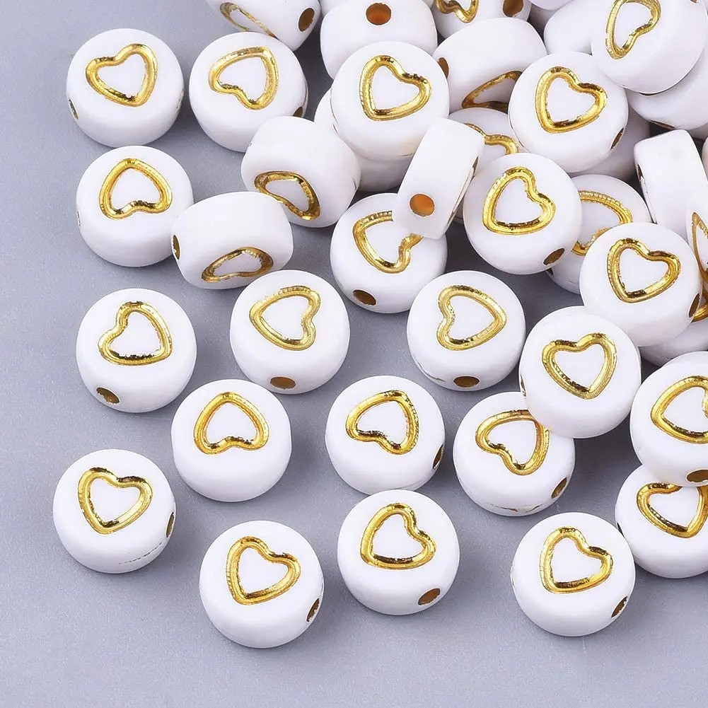 Celebration Mix Gold Heart Beads, Pony Beads, Heart beads, Spacer Beads