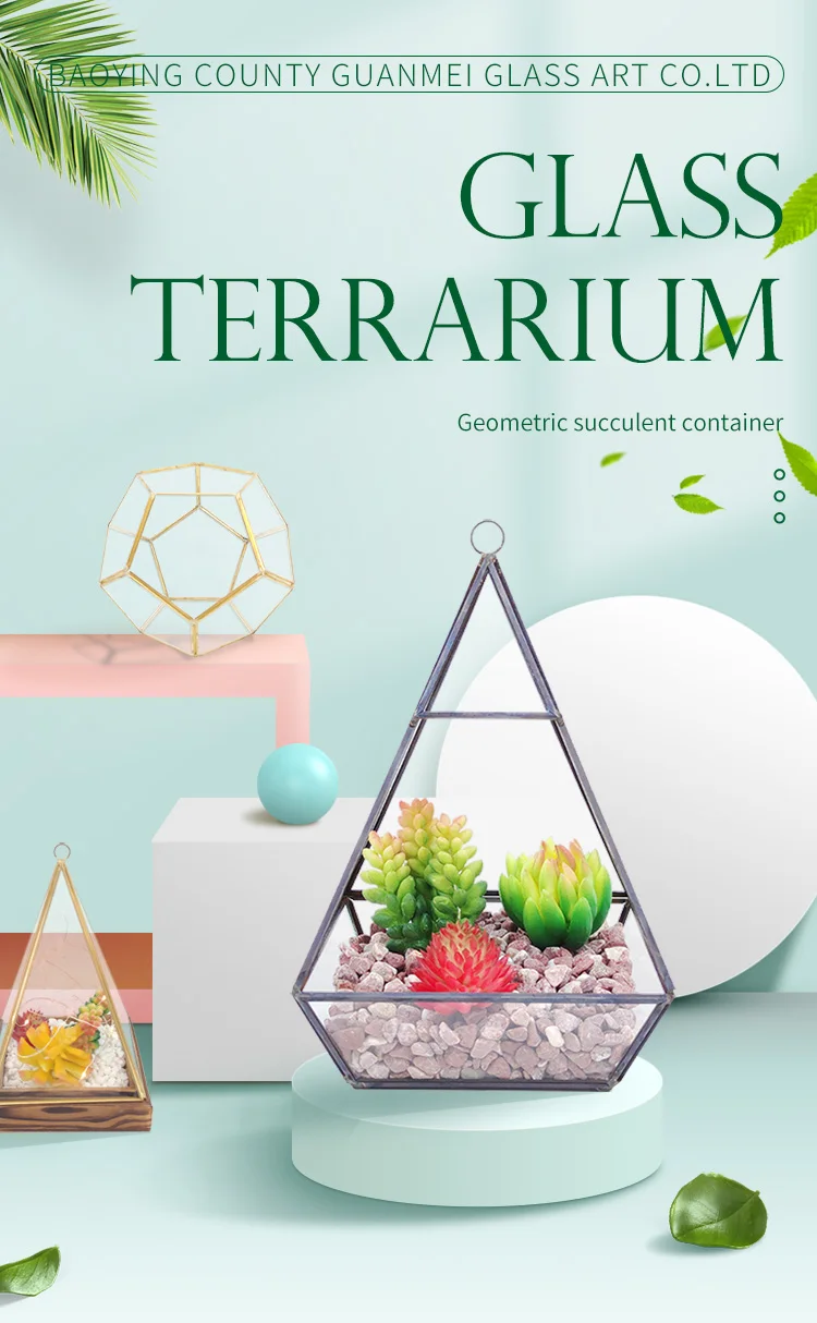 New design home vase decoration glass terrariums vase high quality geometric glass terrarium supplier