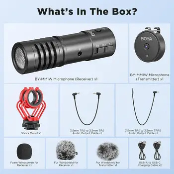 BOYA BY-MM1W 2 Channel Shotgun Lapel Wireless Mic Lavalier Microphone for Camera PC on Camera iPhone DSLR YouTube Recording product image