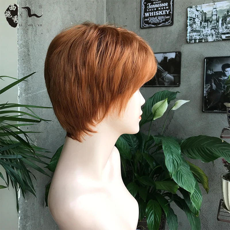 XISHIXIU Hair Wholesale vendors Ombre Blonde  Brown BURG Short Straight natural wig Synthetic hair Wigs for Women