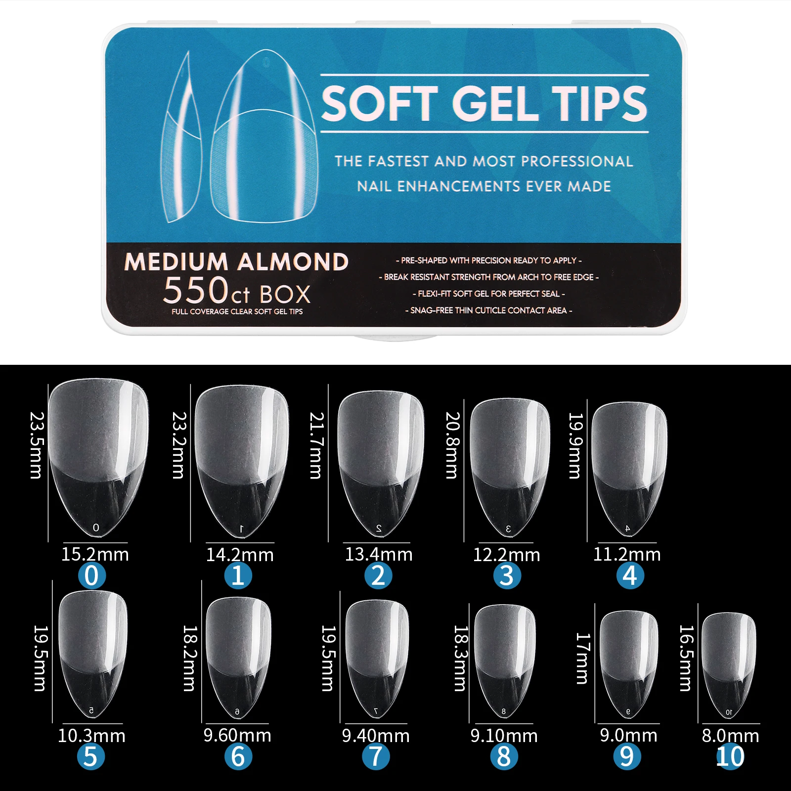 22 Shapes 550pcs 440pcs Box Full Half Cover Soft Fake Nail Tips Non C