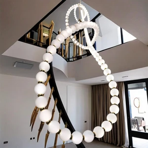 Customizable Spiral Staircase Crystal Chandelier for Home Hotel Lobby Duplex Villa Indoor Lighting Glass Material Pendant Lights