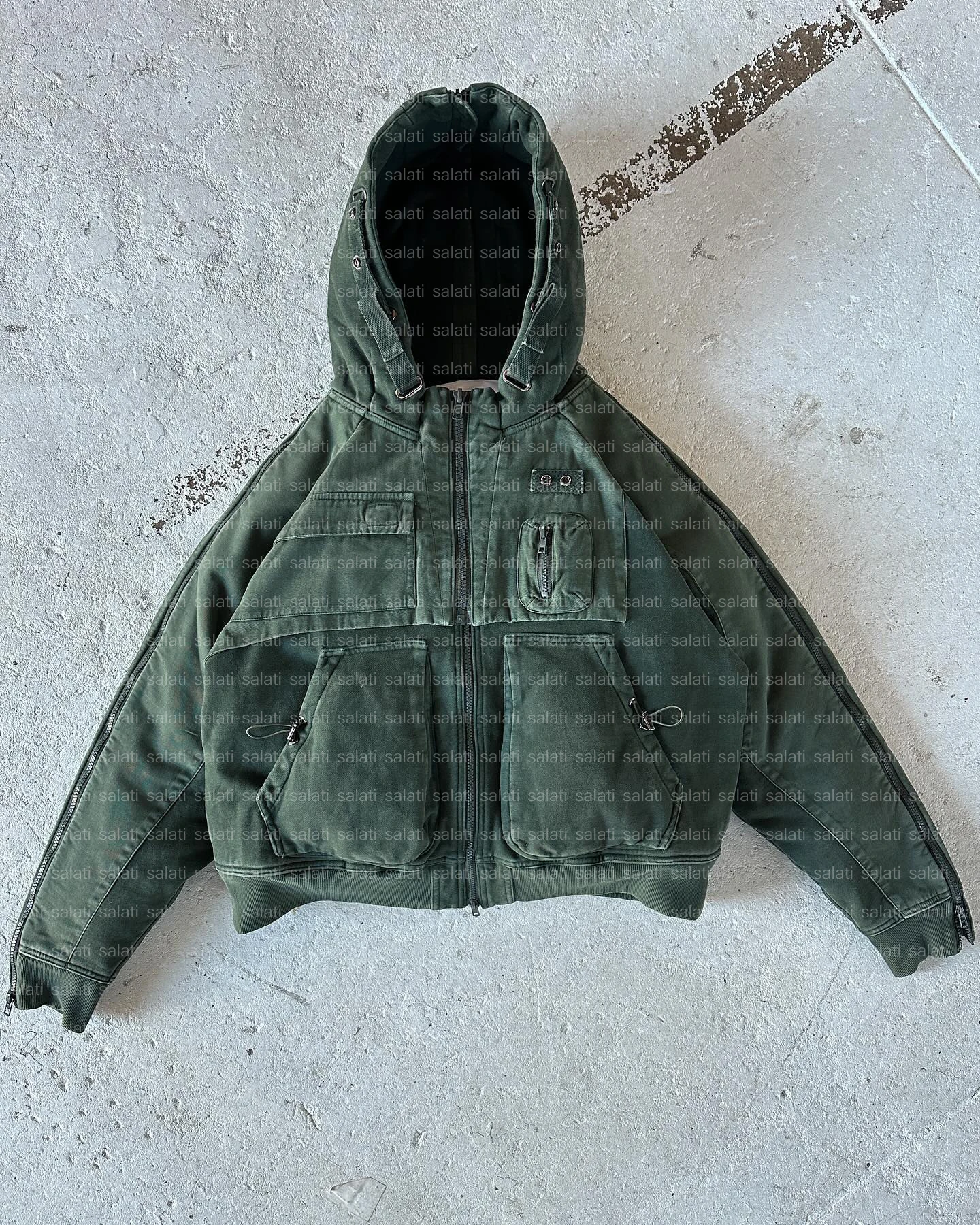 Pilot Hoody Jacket Custom Heavy Terry Cotton Oversized Faded Plain Double Zip up Vintage Cropped Acid Wash Streetwear Hoodie Men gallery 13