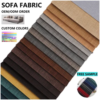 Best Selling 100% Polyester Faux Linen Woven Sofa Upholstery Fabric Waterproof Plain Yarn Dyed Pattern for Sofas and Furniture