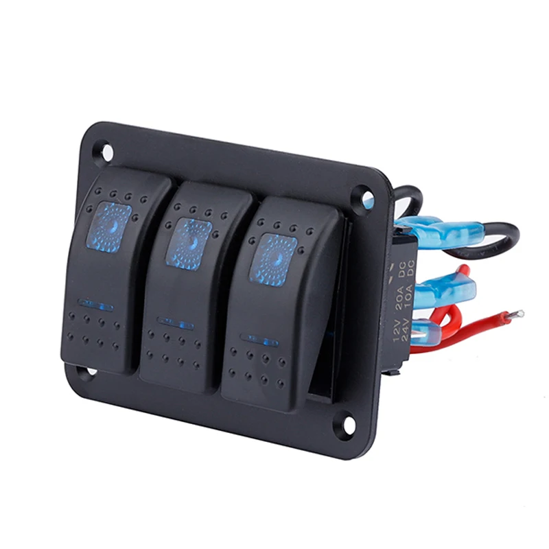 3er-Panel Wasserdichter Wippschalter 12V 20A Mit Blauer LED – Rund, 3 Pin On/Off, Für Kfz, Wohnmobil, Boot, Anhänger 3er-Panel Wasserdichter Wippschalter 12V 20A Mit Blauer LED – Rund, 3 Pin On/Off, Für Kfz, Wohnmobil, Boot, Anhänger