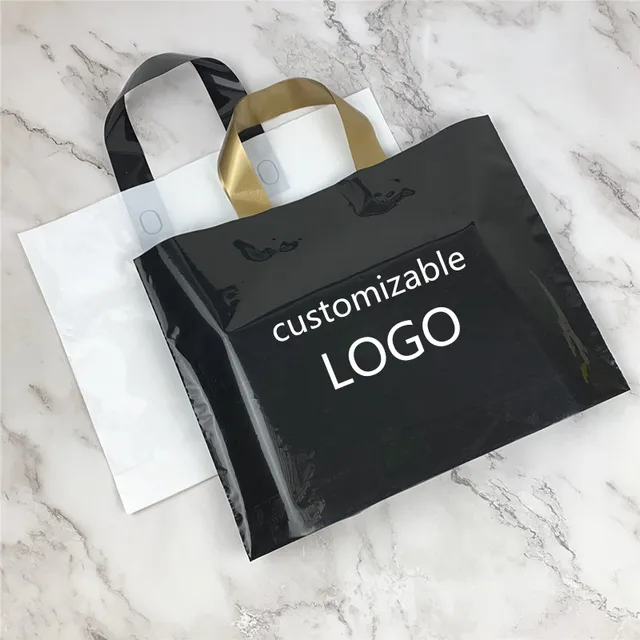 Custom Thickened 16 Silk PET Plastic Tote Bag with Spot Printed Logo for Clothing Underwear and Socks Gift Packaging Bag