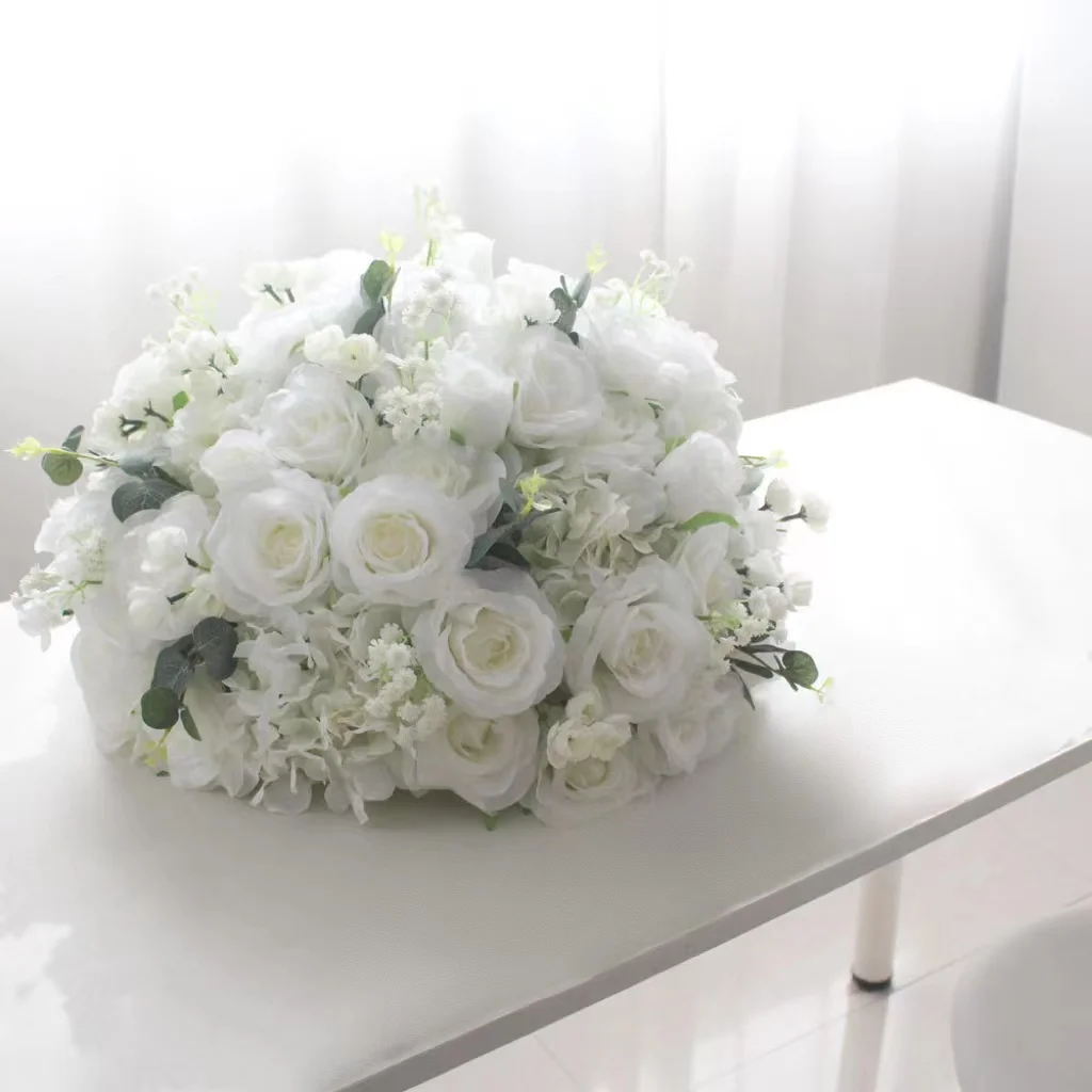 White Silk Flowers Runner for Wedding Decoration - Artificial Flower ...