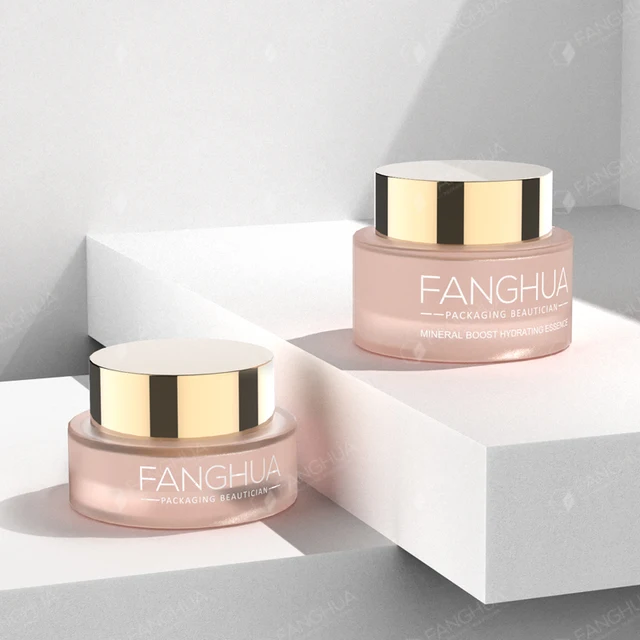 Pink Color Glass Jar 30g 50g Glass Container Customize Color & Logo Facial Cream Jars