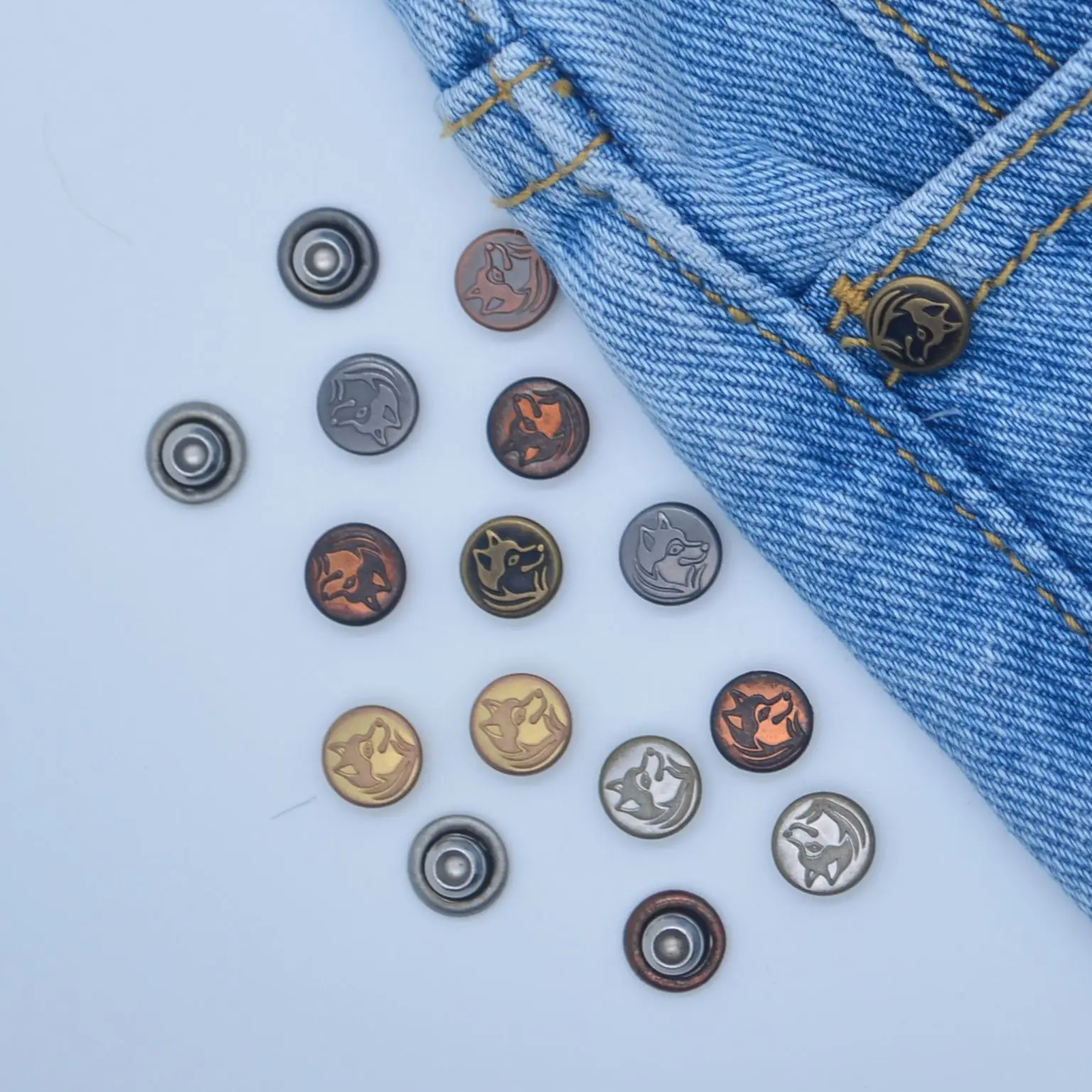 Custom Denim Rivets Button for Jeans Pants Fashionably Designed Custom Jean Rivets High Quality Metal Clothing Accessories