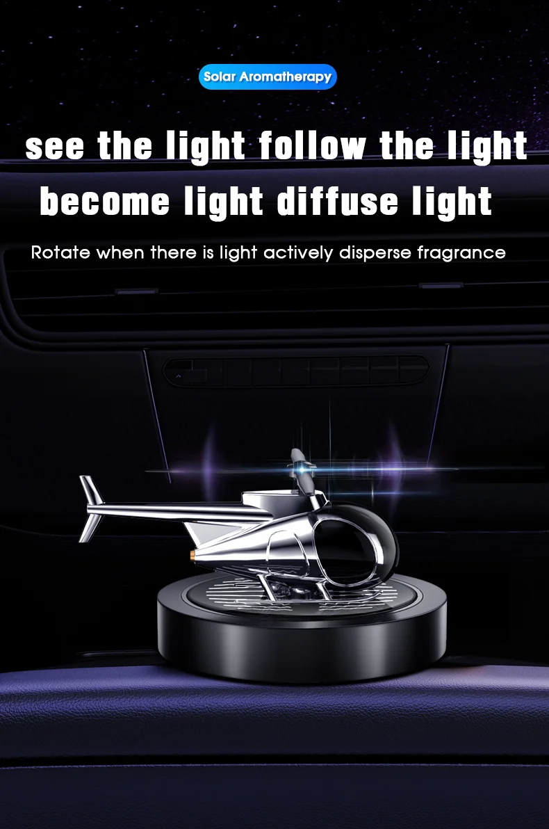 Solar Car Air Freshener Helicopter Fragrance Auto Flavoring Interior Accessories Propeller Rotating Perfume Diffuser Supplies